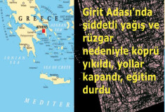 Girit Adası'nda şiddetli yağış ve rüzgar nedeniyle köprü yıkıldı, yollar kapandı, eğitim durdu